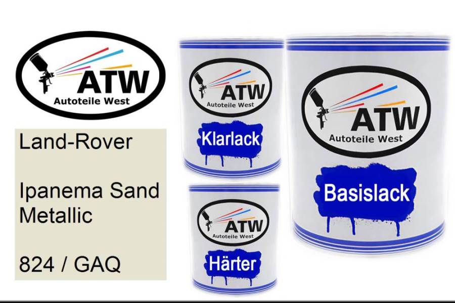 Land-Rover, Ipanema Sand Metallic, 824 / GAQ: 1L Lackdose + 1L Klarlack + 500ml Härter - Set, von ATW Autoteile West.